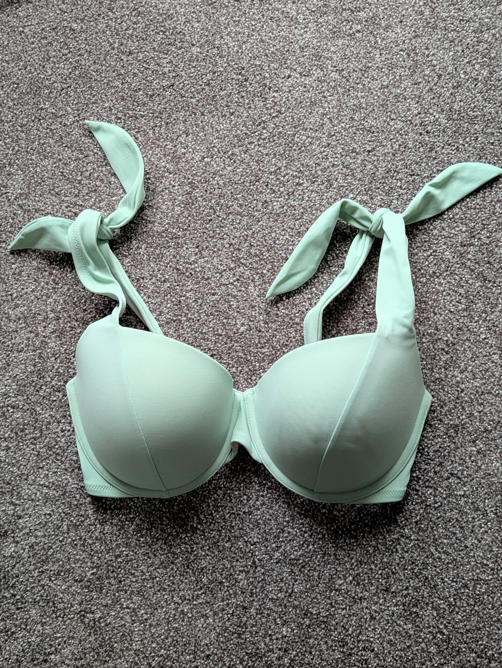 Shade & Shore Mint Green Light Lift Shoulder Tie Bikini Top 32DDD Like New